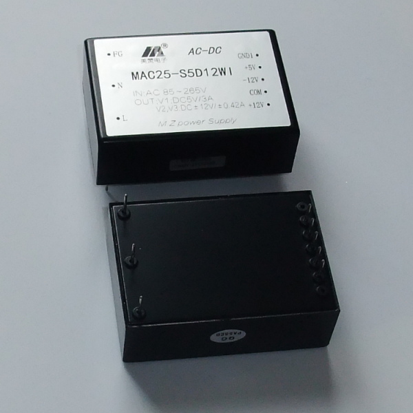 ACDC电源模块  三路输出两路隔离 插针式 25W  MAC25-S5D12WI