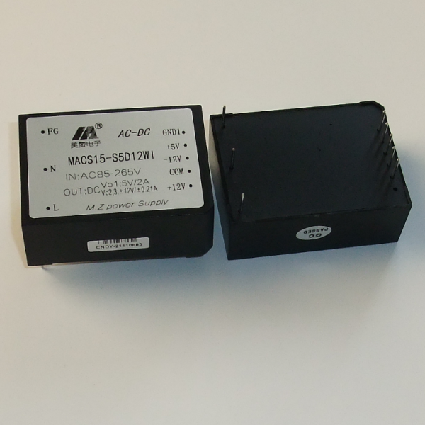 ACDC电源模块 5V±12V,5V±15V,12V±24V三路输出两路隔离 塑壳 插针式 MACS15-S5D12WI