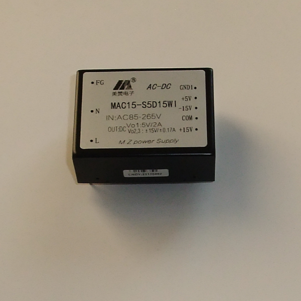 ACDC电源模块，三路输出两路隔离 金属壳 插针式 MAC15-S5D15WI