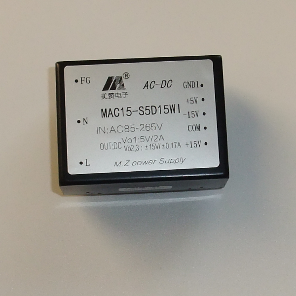 ACDC电源模块，三路输出两路隔离 金属壳 插针式 MAC15-S5D15WI